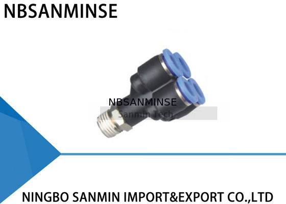 PXT doppelte Y Art Stoß der pneumatischen des Luft-Installations-Schnellverbinder-5 Weisen-in gemeinsamem Sanmin