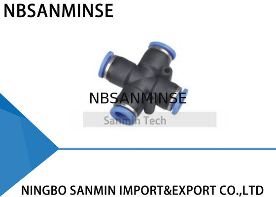 Weisen-Rohr-Kreuz-Verbands-vielfältiges Verbindungsstück-pneumatisches Fittings-Eindrückung PZ-Gleichgestellt-4 Koppler Sanmin