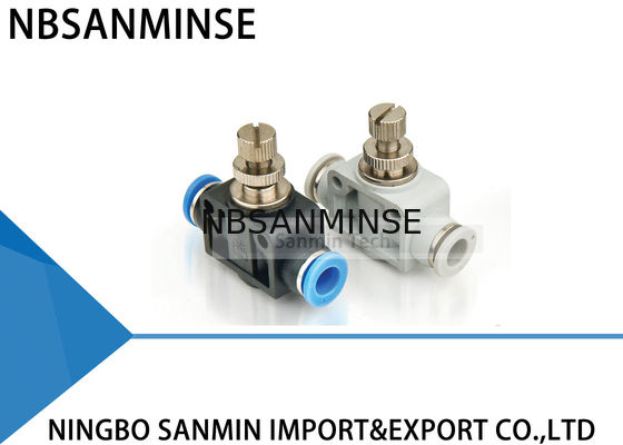 Installations-manueller Komponenten-Plastikverbands-gerade Gouverneur-Drossel-Ventil-schnelle Stoß-Fitting Sanmin PAs pneumatischer