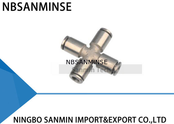 Weisen-Rohr-Kreuz-Verbands-vielfältiges Verbindungsstück-pneumatisches Fittings-Eindrückung PZT 4 Koppler Sanmin